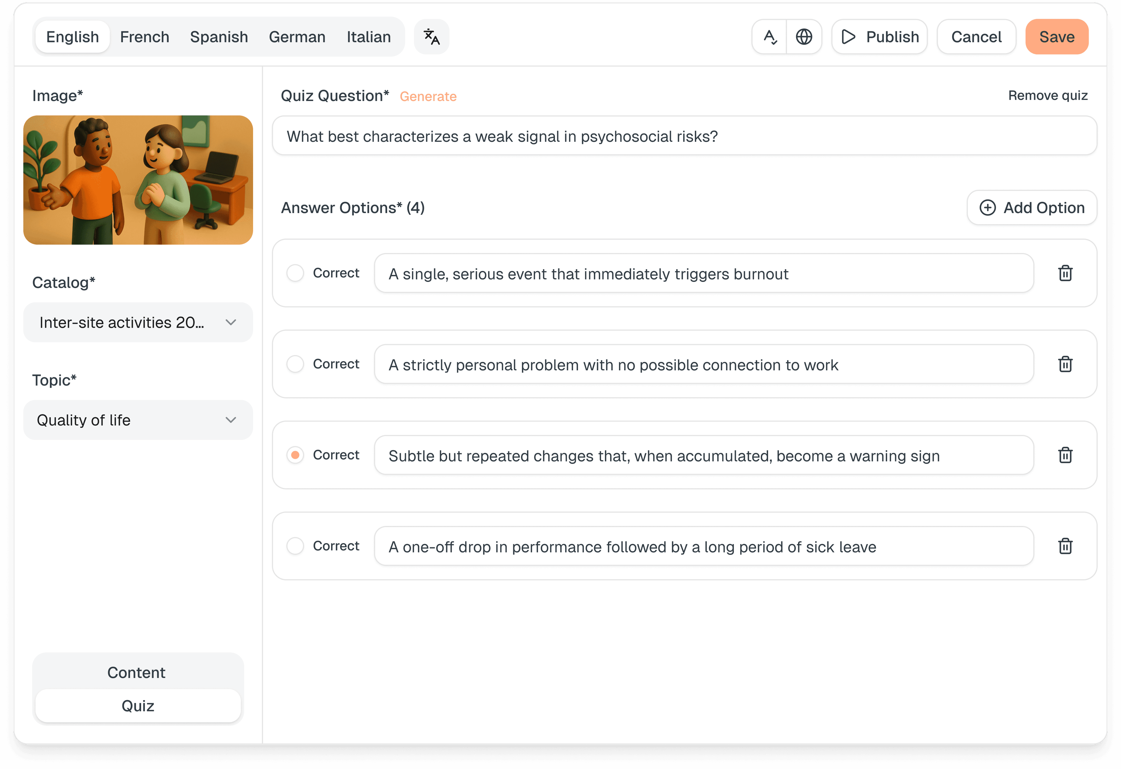 AI-powered content creation interface