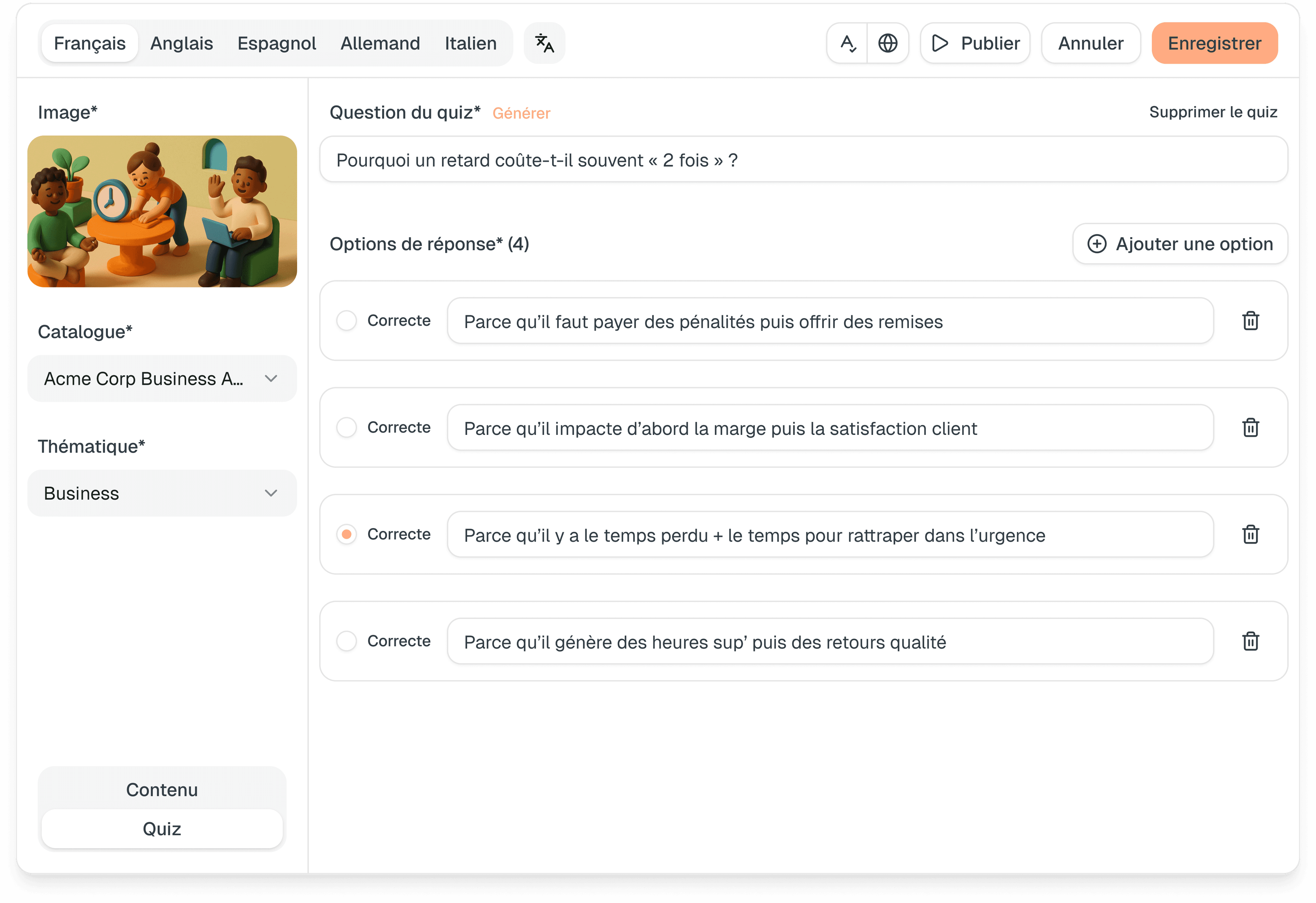 Interface de création de contenu par IA